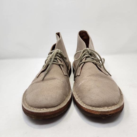 Lands End Mens Tan Khaki Canvas Chukka Boots Size 8 Lace Up Gum Soles Ankle - Picture 3 of 9